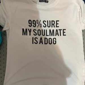 White tee with quote